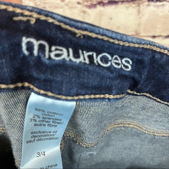 Maurices Blue Mid Rise Raw Hem Crop Jeans - Picture 9 of 10